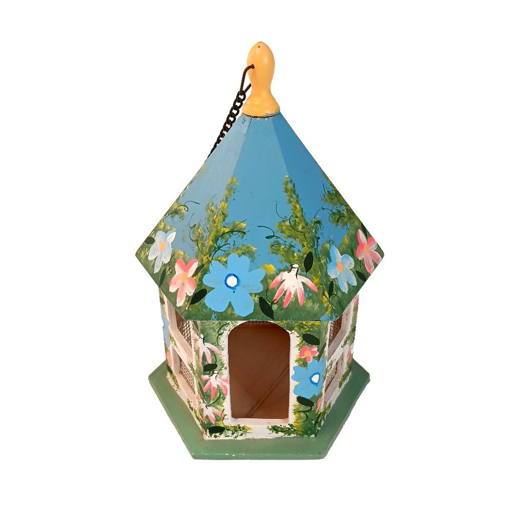 Hand-painted Garden Bird Gazebo/ Feeder